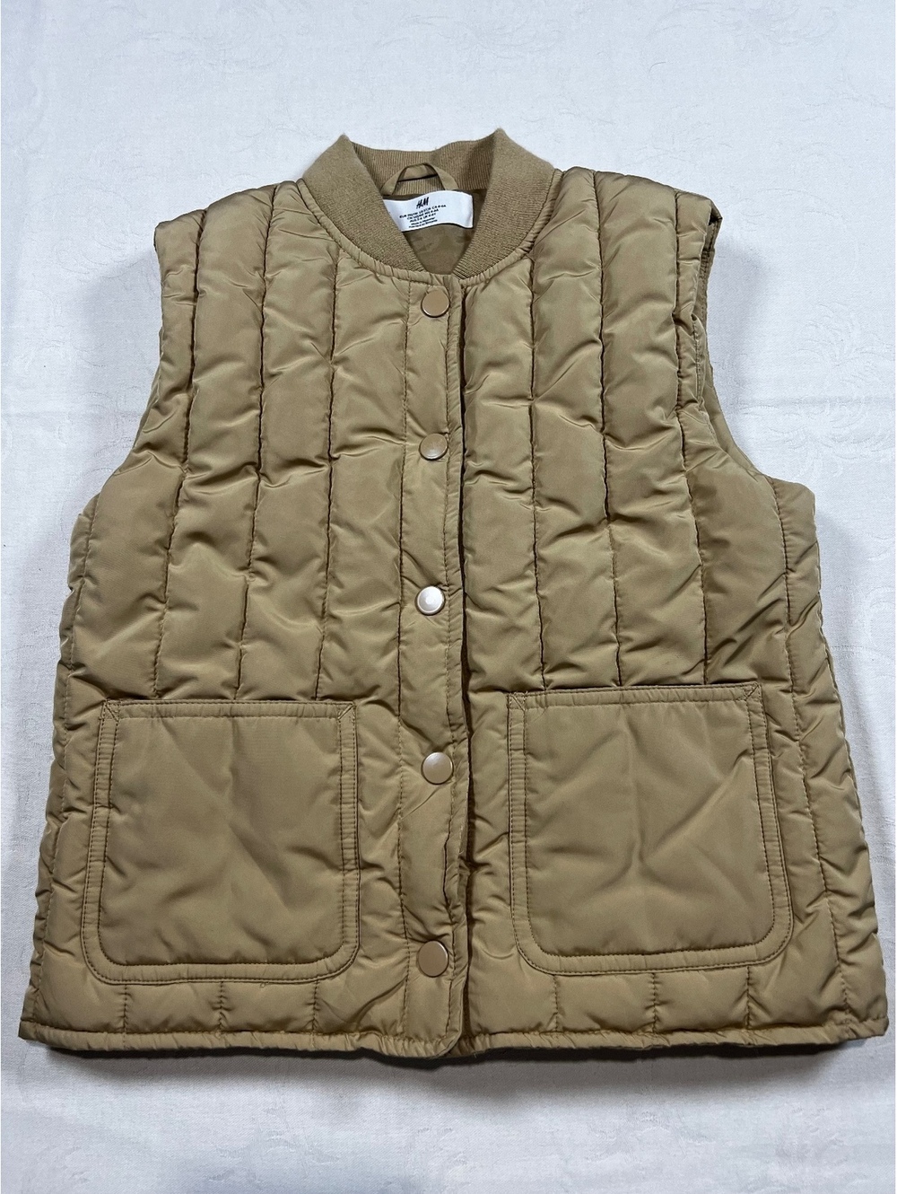 H&M Boys Quilted Puffer Vest Tan 5/6T